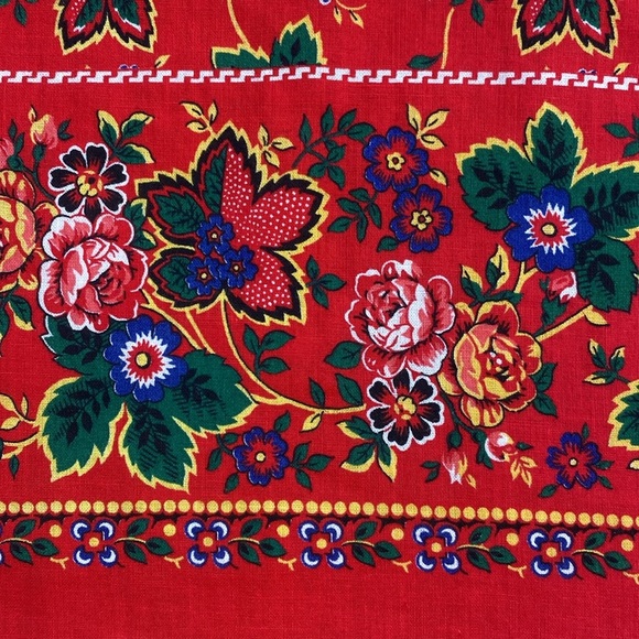 Vintage Red‎ Floral Cotton Bandanna - Picture 4 of 8